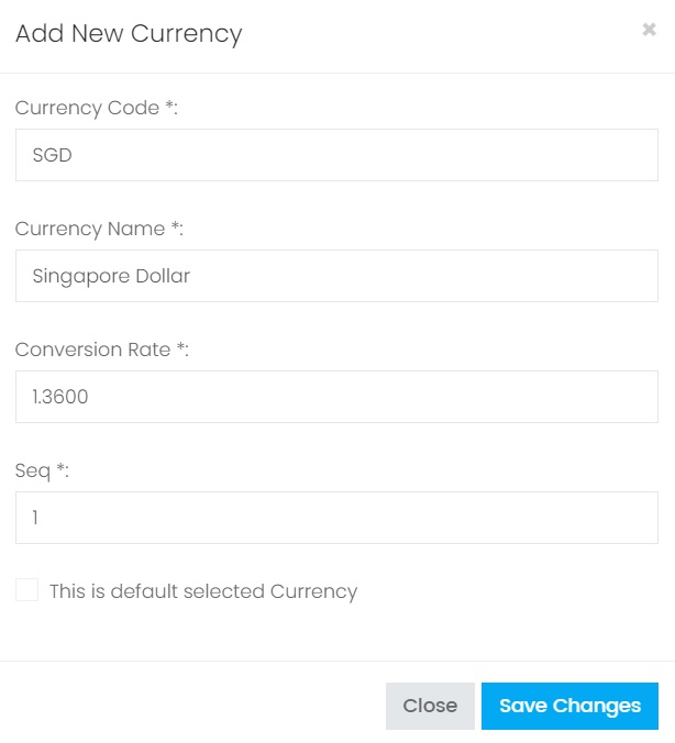 Add a Currency Code