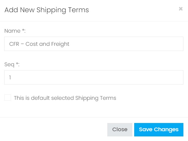 Add a Shipping Terms