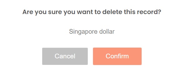 Delete a Currency Code Confirmation