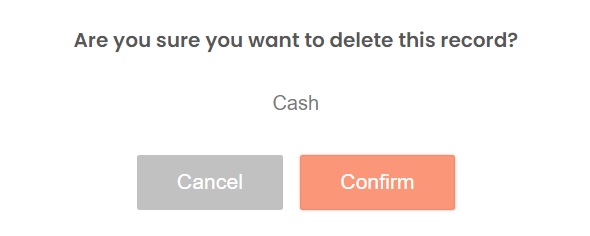 Delete a Payment Type Confirmation