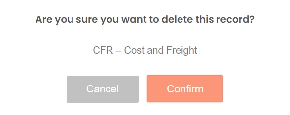 Delete a Shipping Terms Confirmation