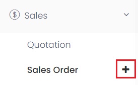 Create a new Sales Order from left menu