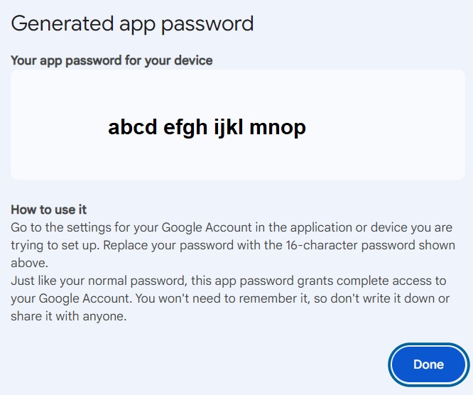 Create GMail APP Password