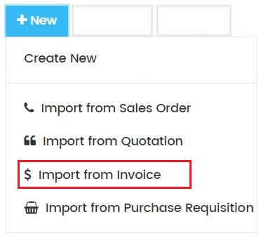 Import Invoice to Request Quotation