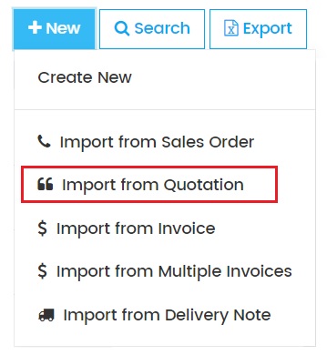 Import Quotation to Receipt