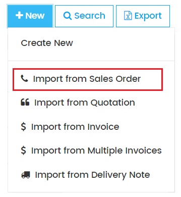 Import Sales Order to Receipt