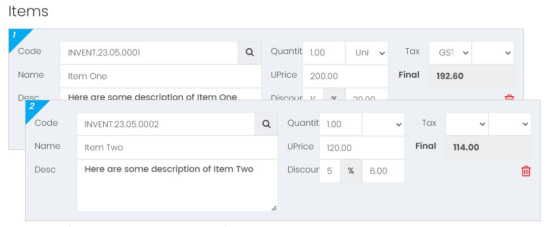 Setting the sequnce of Invoice items