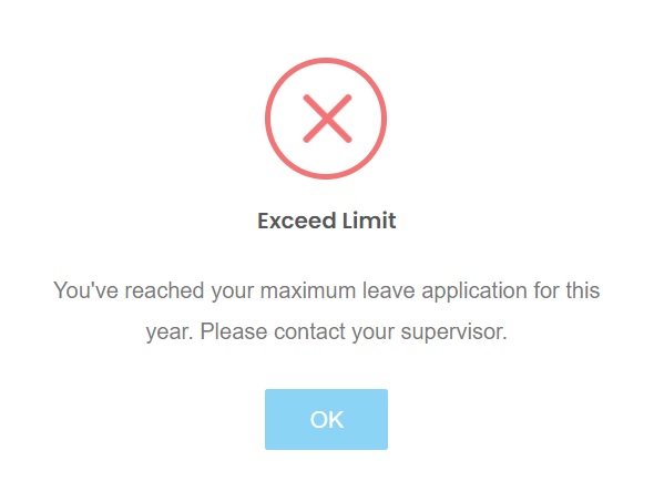 Total leave applied exceeding the Leave Limit