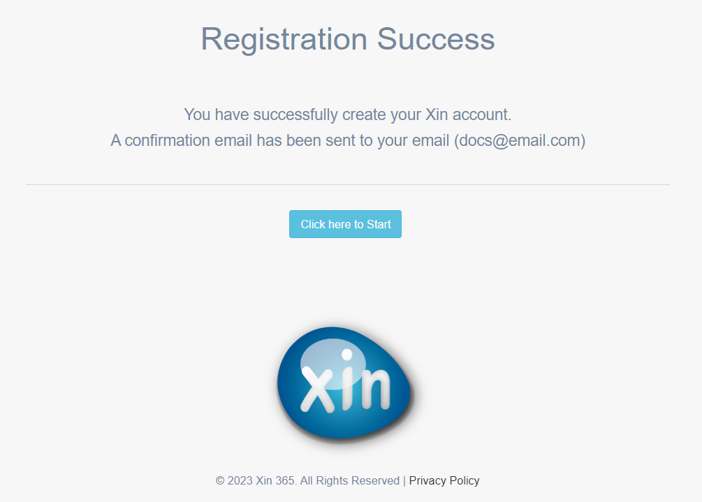 System registration success